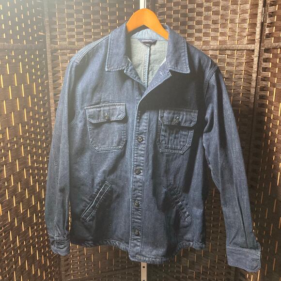 Lands End SIZE 42-44 UNLINED Denim Jacket Shirt Shacket Preowned - Picture 1 of 8